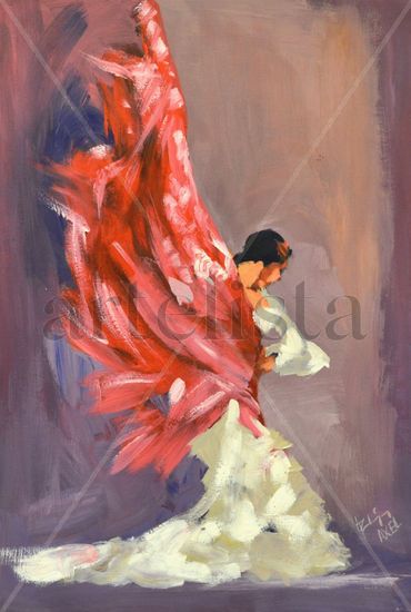 Flamenco Óleo Cartulina Figura