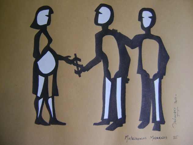 Matrimonios modernos III Tinta Papel Figura