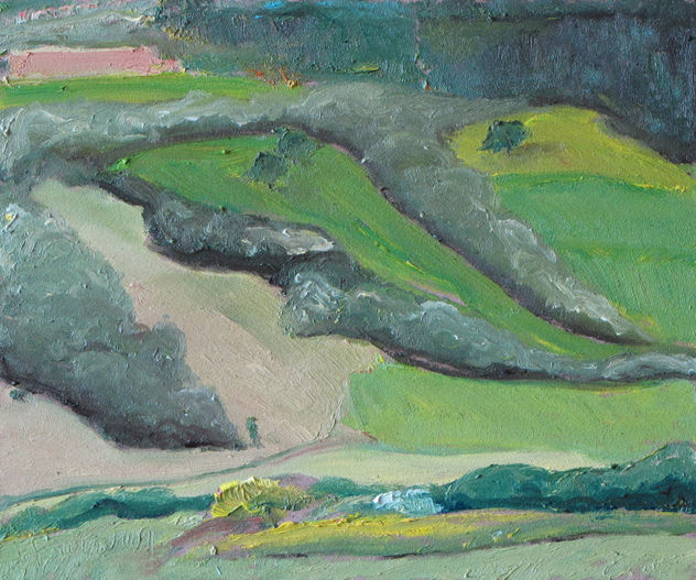 Landscape Patch Work Fournier Original Canadian Landscape Oil Painting 10 x 12