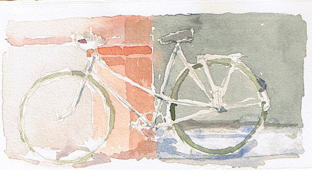 Bici I Acuarela Papel Paisaje