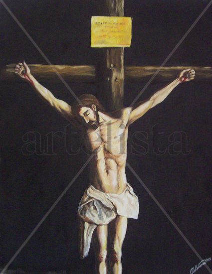 Jesús Crucificado Óleo Lienzo Figura