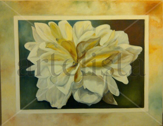 Dalia Blanca Oil Canvas Floral Painting