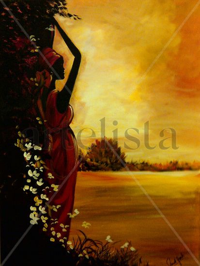 En la dulce espera Acrylic Canvas Figure Painting