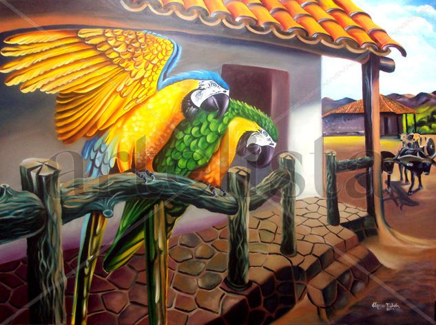 GUACAMAYAS AZULES Oil Canvas Landscaping