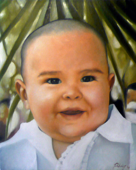 Retrato de un bebe en su bautizo Oil Canvas Portrait