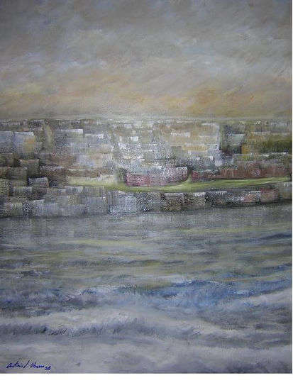 ciudad maritima Oil Canvas Marine Painting