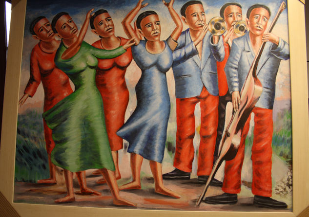 Músicos y danzantes Oil Canvas Landscaping