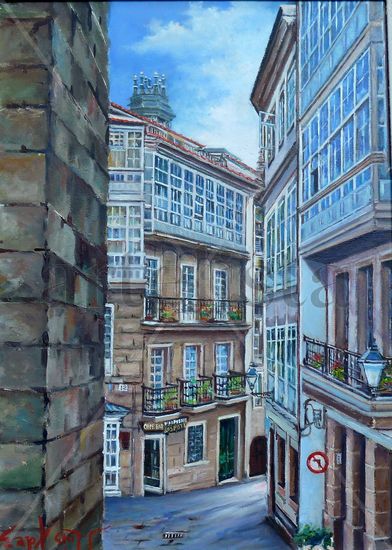 Calle de Santiago-A Coruña Oil Canvas Others