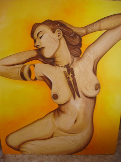 mujer de madera Acrylic Canvas Nude Paintings