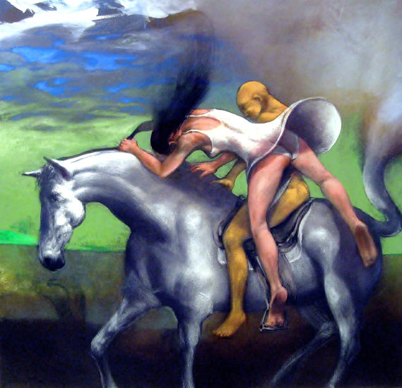 De la Serie Caballos Acrylic Canvas Figure Painting