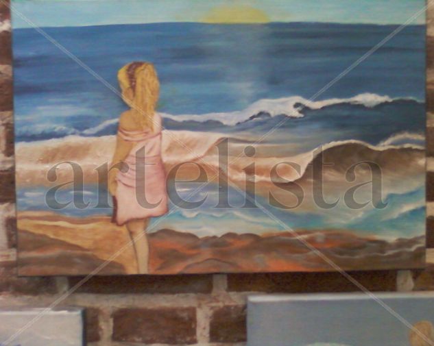 niña mirando al mar Oil Canvas Marine Painting