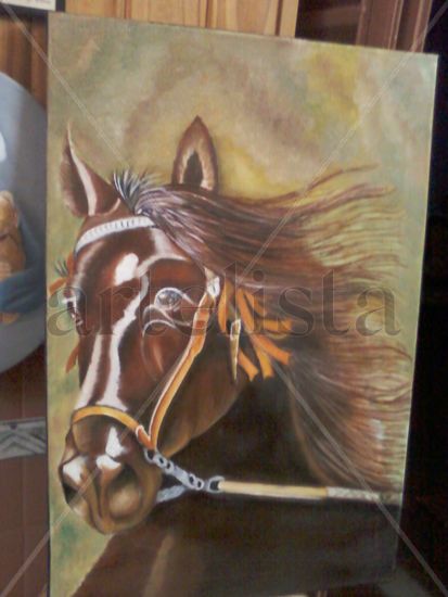 Caballo al viento Oil Canvas Animals