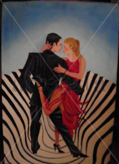 Pareja bailando tango Oil Canvas Figure Painting