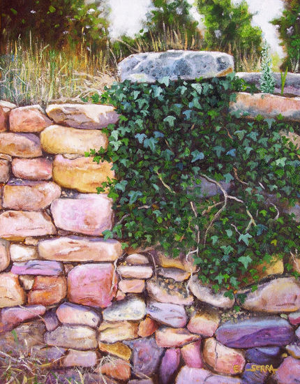 Ribazo con hiedra / Embankment with ivy. Oil Canvas Landscaping