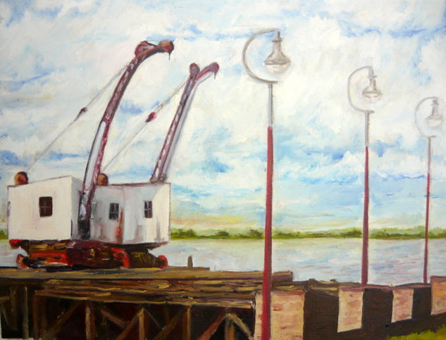 Grúas del  muelle del Anglo. Oil Canvas Landscaping