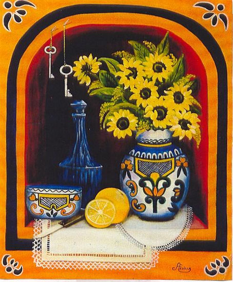 FLORES Y TALAVERA Oil Canvas Floral Painting