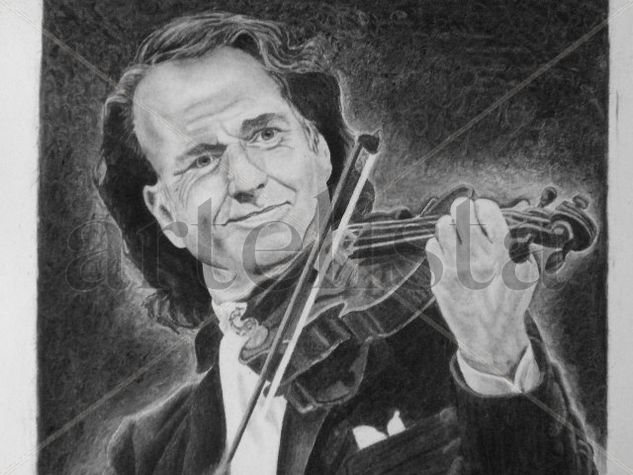 Andre Rieu violinista;retrato Pencil (Black) Paper Portrait