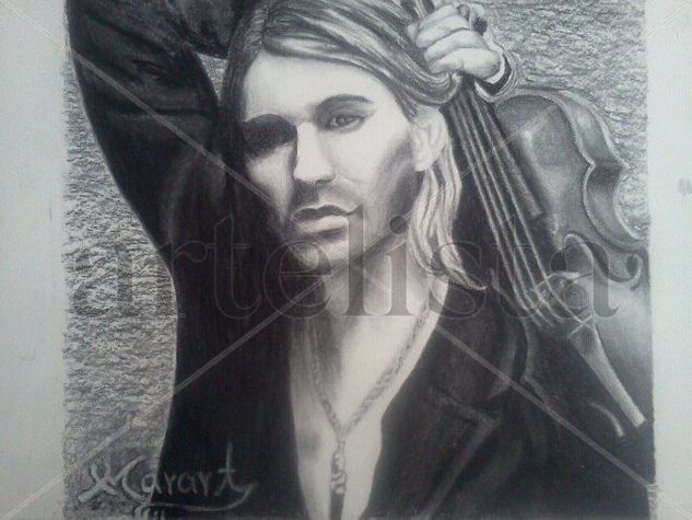 Pintura carboncillo David Garrett Pencil (Black) Paper Portrait