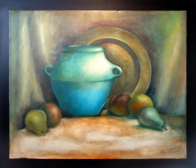 El jarrón azul Oil Canvas Still Life Paintings