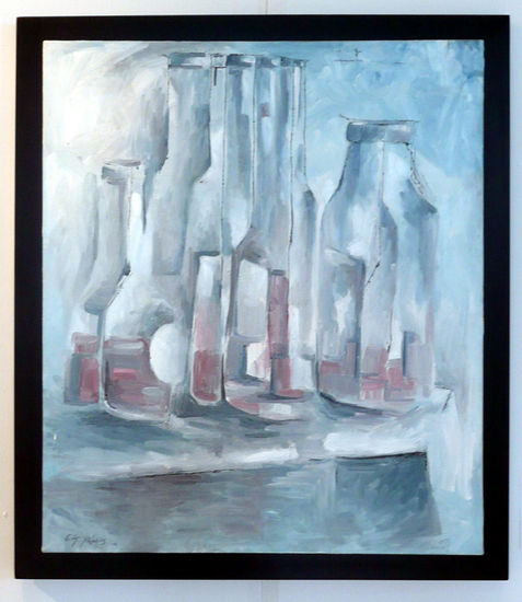 Botellas frías de vino rosa Oil Canvas Still Life Paintings