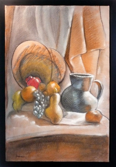 Bodegón con manzana rebelde Mixed media Canvas Still Life Paintings