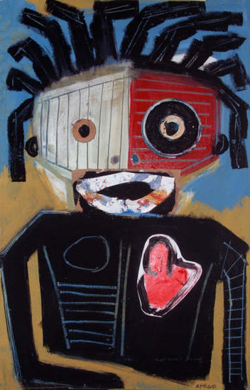 Basquiat Acrylic Canvas Figure Painting