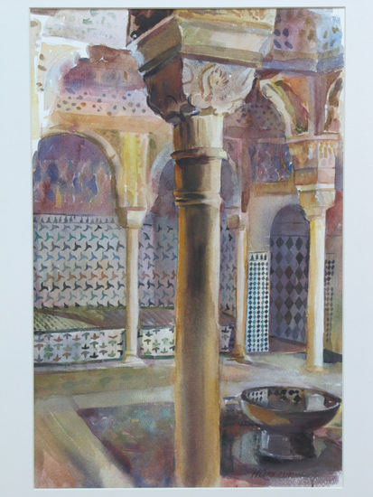 Interior de la Alhambra III Acuarela Papel Paisaje