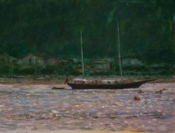 Velero fondeado frente a Ondarreta