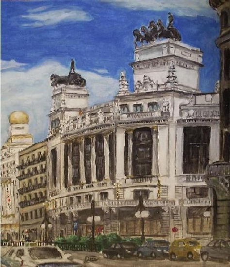 Banco  bilbao España Óleo Lienzo Paisaje