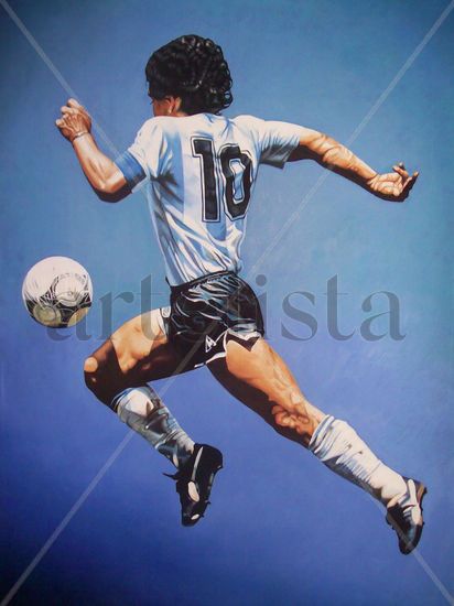 Oleo de Diego Maradona Óleo Lienzo Deportes