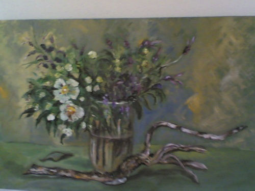 jarrón con retama Oil Canvas Floral Painting