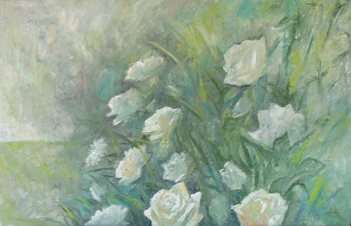 Primeras rosas blancas Oil Canvas Landscaping