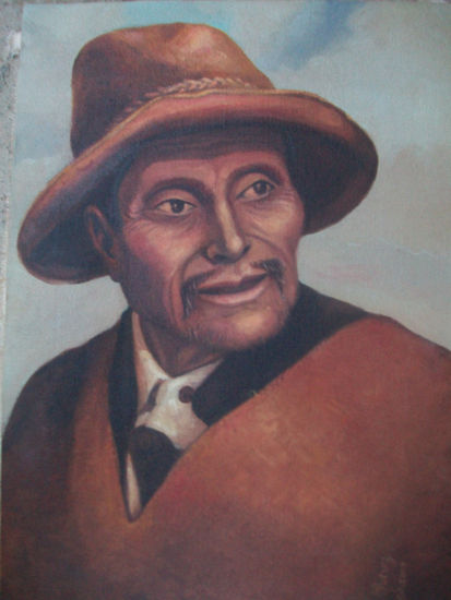 Rostro Campesino Oil Canvas Portrait