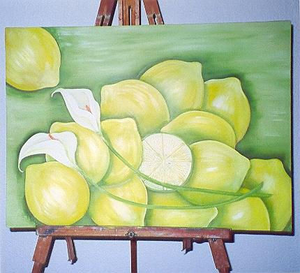 LIMONES CON ALCATRACES Oil Canvas Still Life Paintings