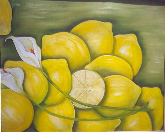 LIMONES CON ALCATRACES Oil Canvas Still Life Paintings