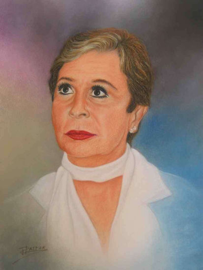 Retrato de Lina Morgan Pastel Papel Retrato