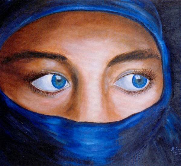 Mirada Azul Oil Canvas Portrait