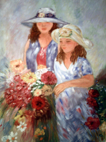 Hermanas II Oil Canvas Figure Painting