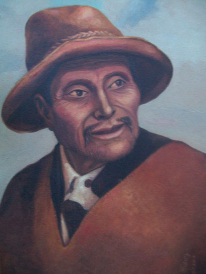 Rostro Campesino Oil Canvas Portrait