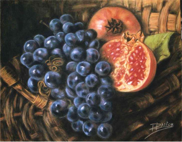 Uvas y granadas Pastel Paper Still Life Paintings