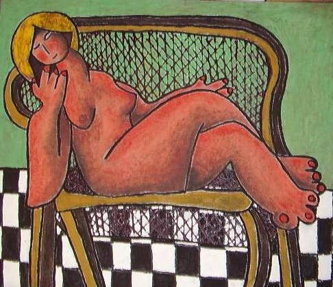 desnudo en el sillon Óleo Tabla Desnudos