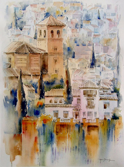 Iglesia del Salvador. Albaicín (Granada) Watercolour Paper Landscaping