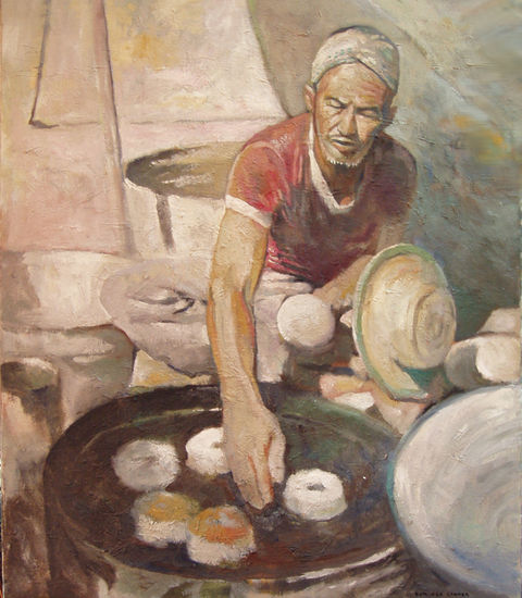 El vendedor de buñuelos Oil Canvas Figure Painting