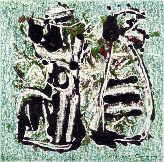 Dos seres por identificar, (Two creatures to identify) Mixed media Card Others