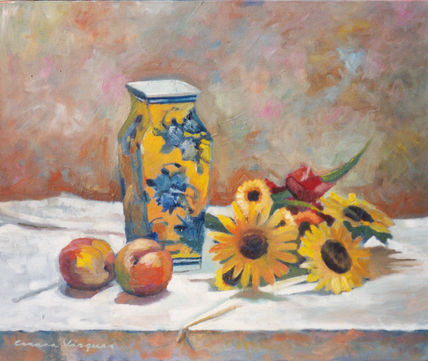 Jarrón con girasoles