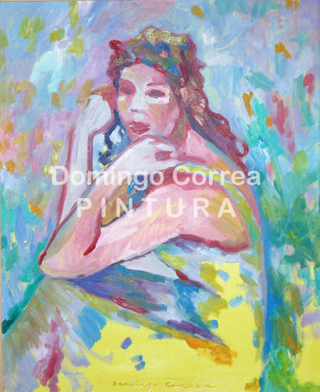 Mujer con vestido amarillo Oil Canvas Figure Painting