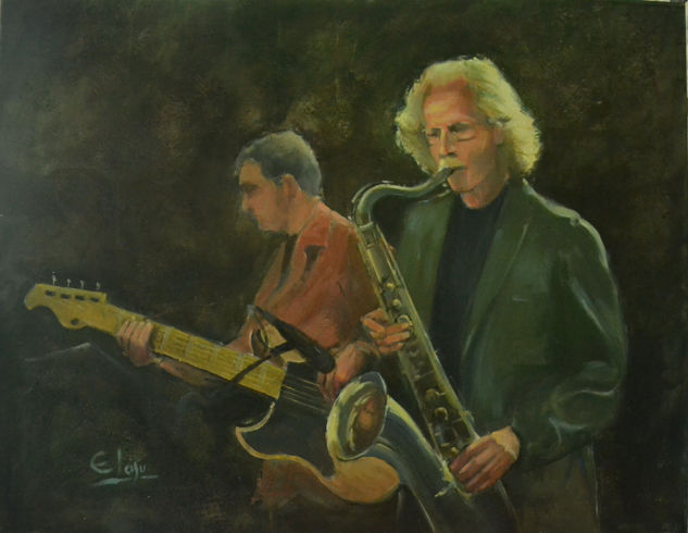 Saxo y Bajo Oil Canvas Figure Painting