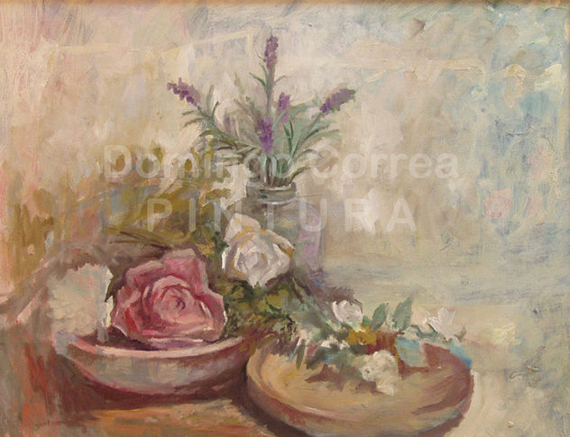 Lavanda, y rosas blancas