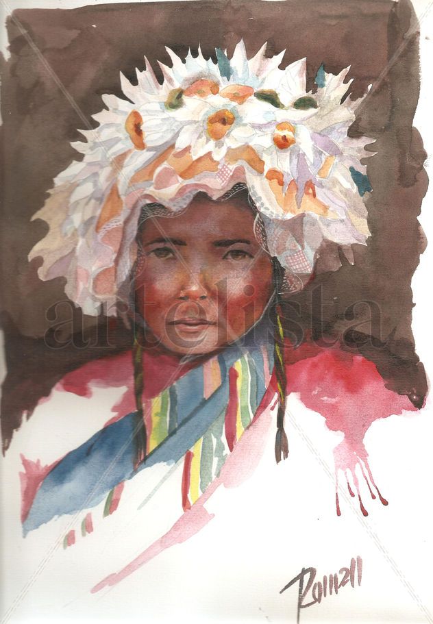 NIÑA CON FLORES EN LA CABEZA