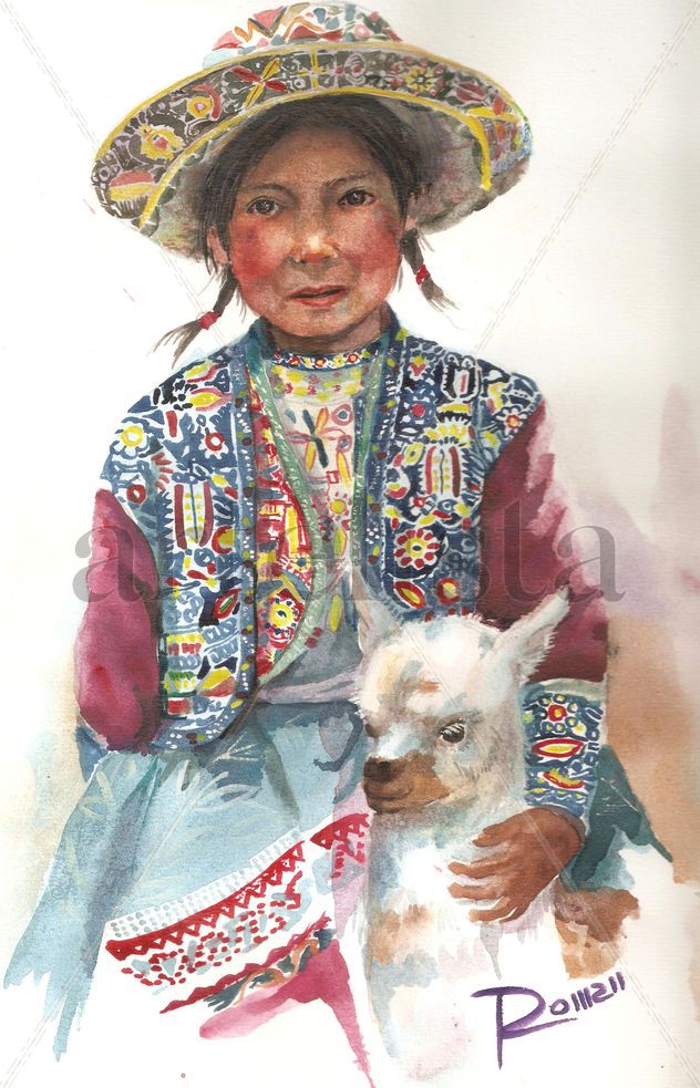 NIÑA  CABANA CON ALPACA DEL VALLE DEL COLCA